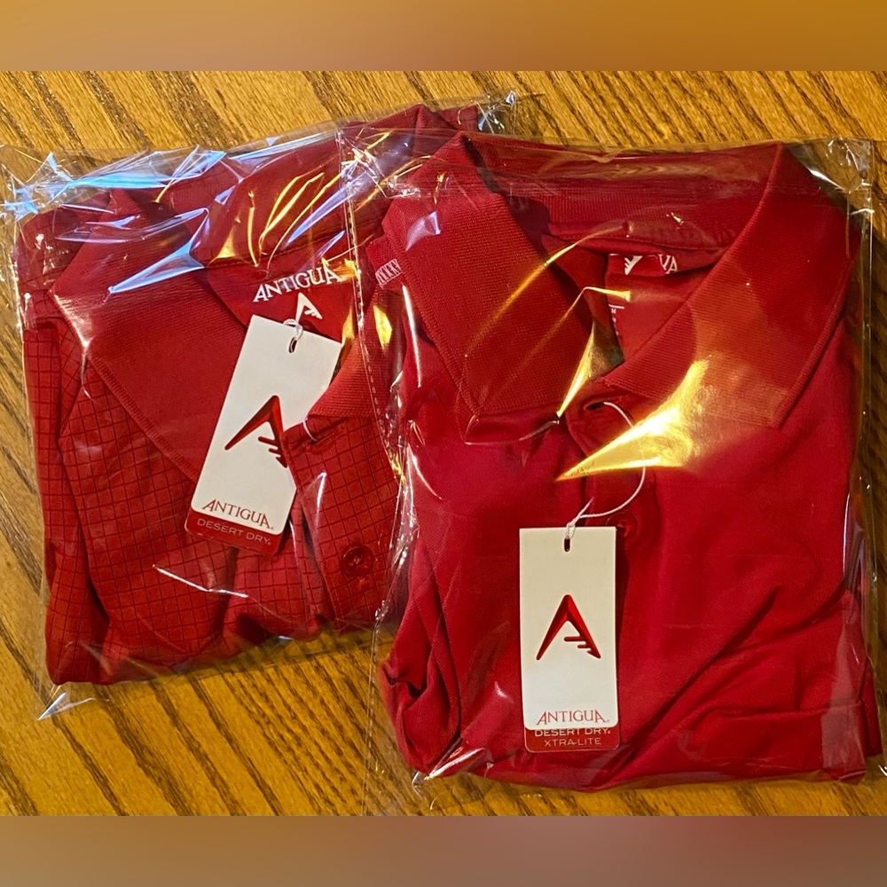 NWT Antigua Golf Polo  Red  Size Medium Salt Creek And Ryder Cup Hazeltine 2pk